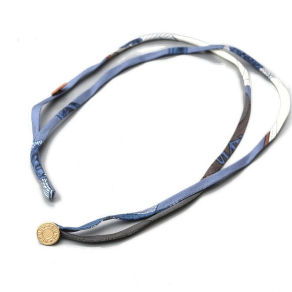 Hermes Choker Bangle Serie HERMES Necklace Bracelet Petit h Silk Blue Multi Whit - Picture 1 of 7